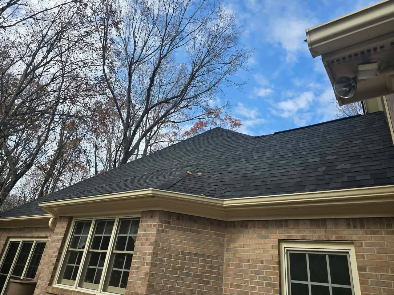 Finished roof replacement on a home, new architectural shingles